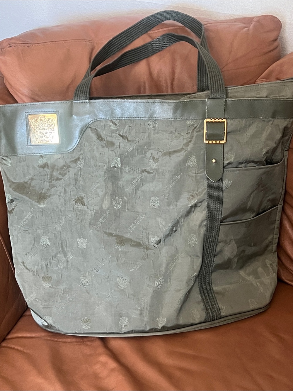 Vintage GUCCI Extra Large Waterproof Khaki Green Travel Tote